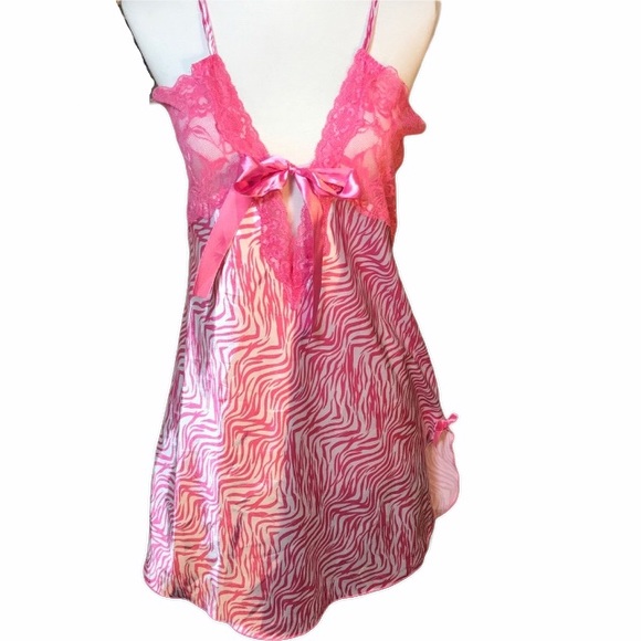 Elegant Moments Other - Chemise Camisole Satin Lace Nighty Zebra A…
